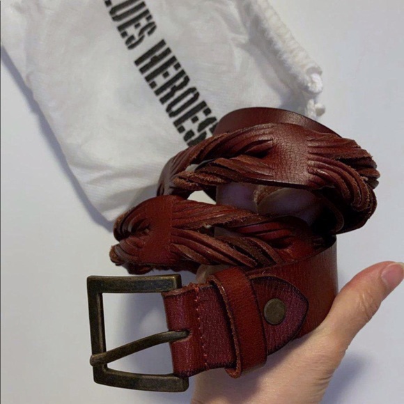 NEW Blue Heroes Genuine Braided Leather Belt - Picture 3 of 4